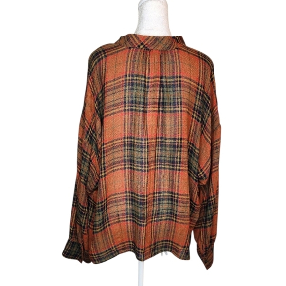 Madewell Highroad Popover Top in Chestnut Plaid Size Large - Picture 3 of 5